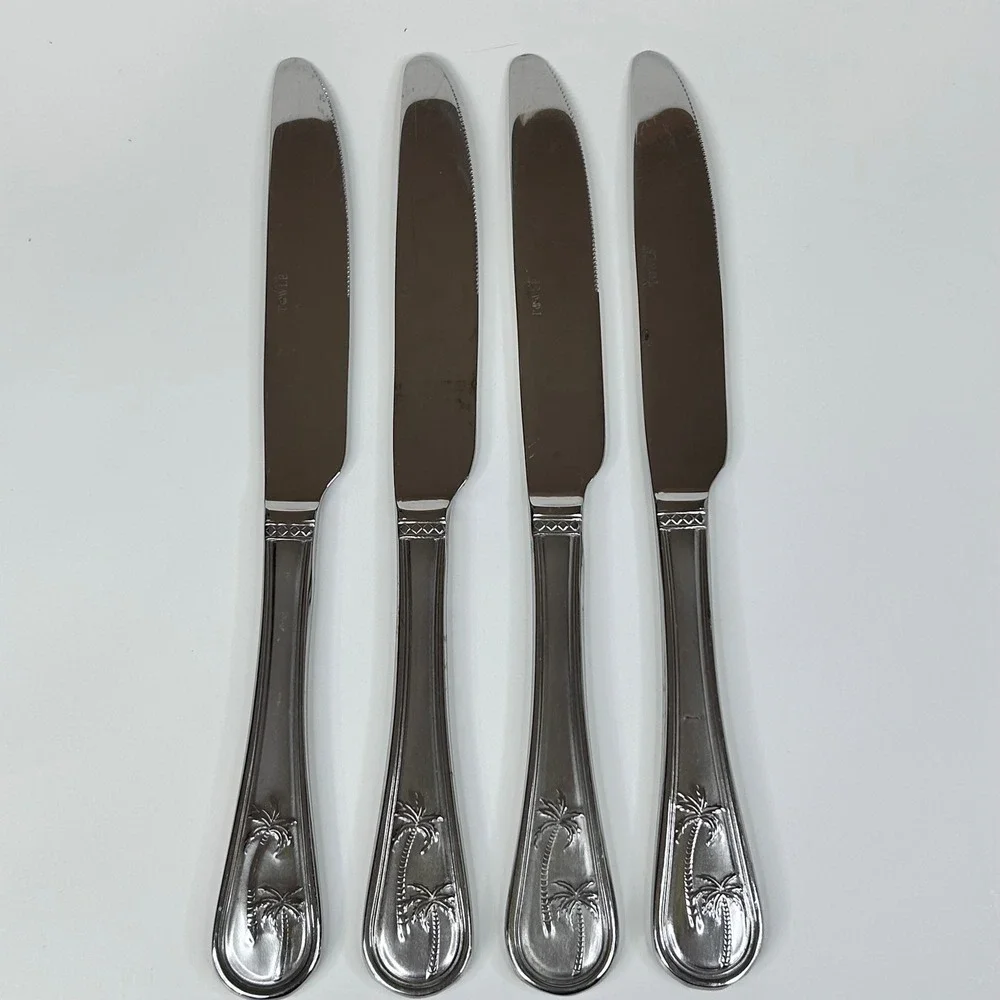 Towle PALM BREEZE Stainless Steel Dinner Knives Set of 4 Tropical 9in